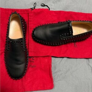 Christian Louboutin Black Studded Loafers
